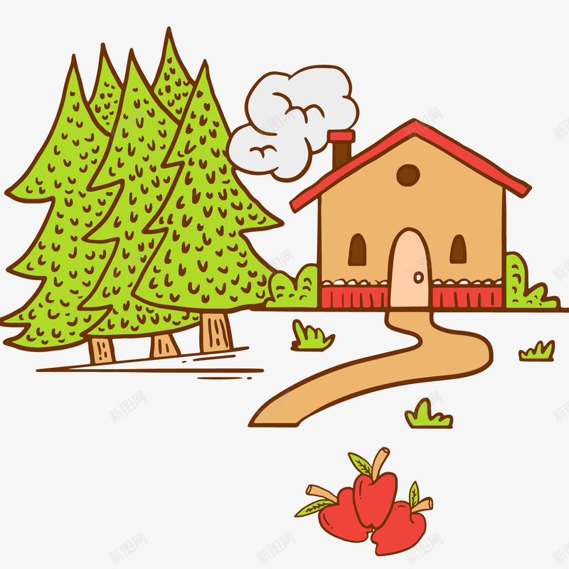 鼠绘卡通森林里的家png免抠素材_88icon https://88icon.com 卡通森林 卡通森林里的家 卡通森林里的家免费png下载 森林与房子矢量