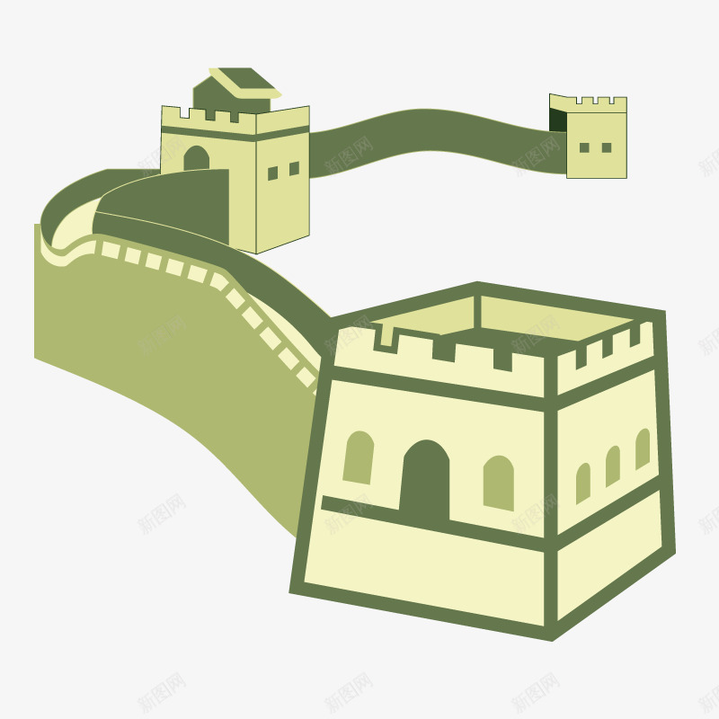 手绘长城png免抠素材_88icon https://88icon.com 中国风 古典元素 古建筑 旅游胜地 长城 长城卡通