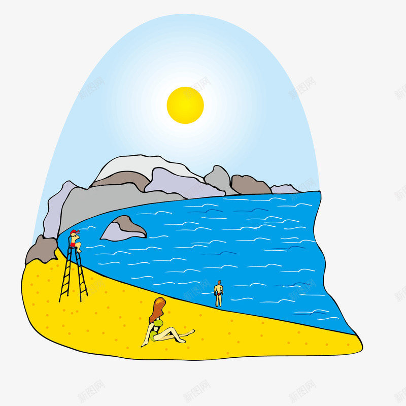 海边沙滩风景插画png免抠素材_88icon https://88icon.com 沙滩 海边沙滩 海边风景 风景 风景插画