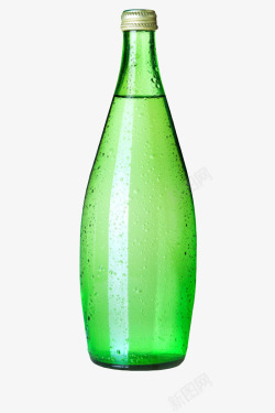 蓝色解渴窄口玻璃瓶一瓶饮料实物素材
