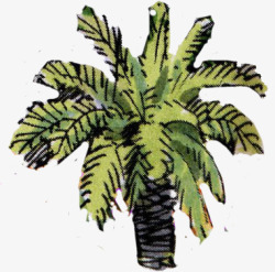 手绘椰树沙滩海报素材