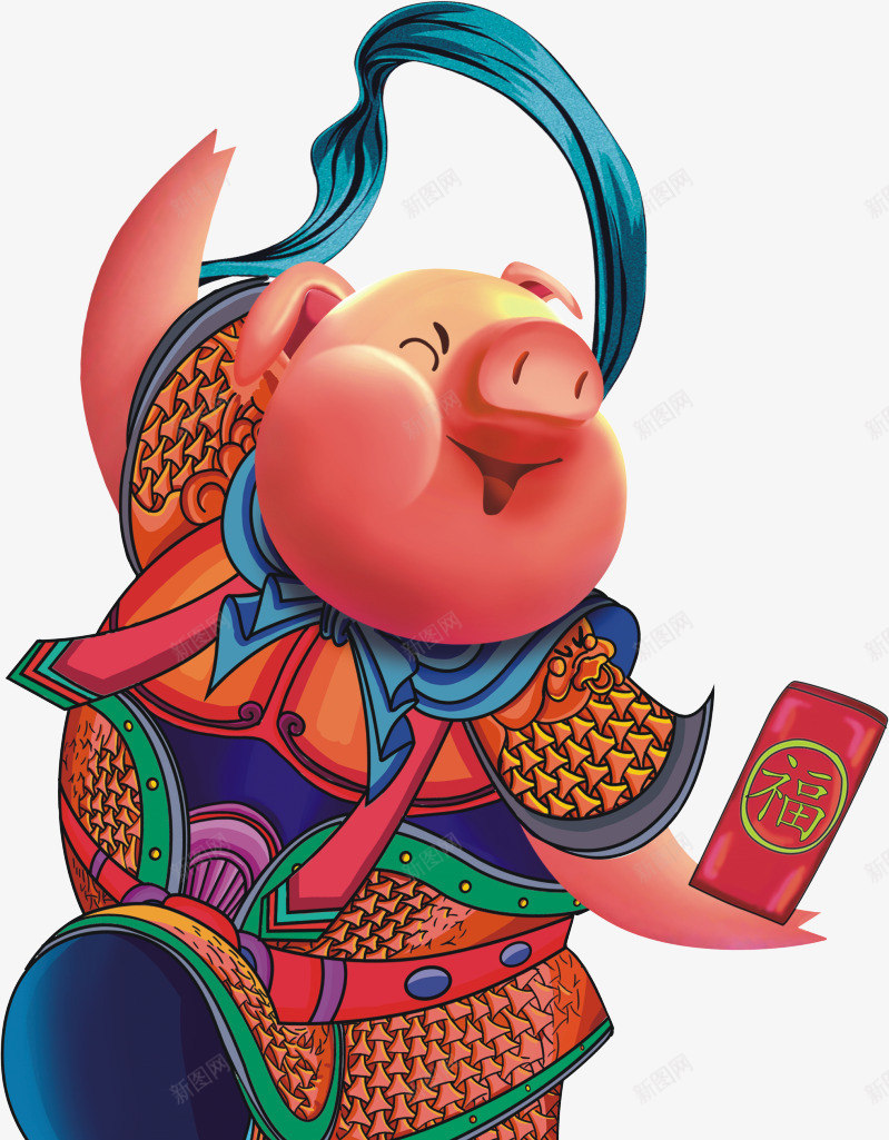 卡通舞蹈福气猪png免抠素材_88icon https://88icon.com 卡通 祝福 福气 过年