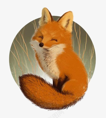 棕色毛绒玩具狐狸圆形LOGO图标图标