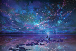 蓝紫色梦幻星空风景素材