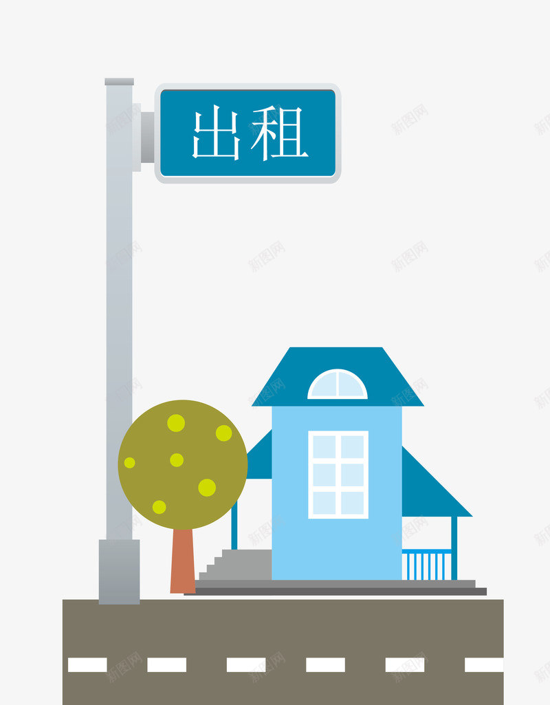 蓝色卡通图案房屋出租png免抠素材_88icon https://88icon.com 中介公司 出租房屋 卡通图案 卡通房屋 房屋中介 房屋出租