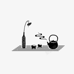 茶碗日式茶道抽象图标高清图片