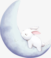 手绘创意才会趴在月亮上的玉兔png免抠素材_88icon https://88icon.com 创意 月亮 玉兔