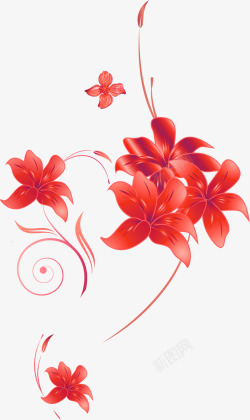 红色七夕情人节花朵素材