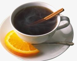 冬日暖人热饮柠檬片白色咖啡杯素材
