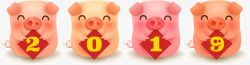 C4D卡通立体2019猪形象装饰图案矢量图素材
