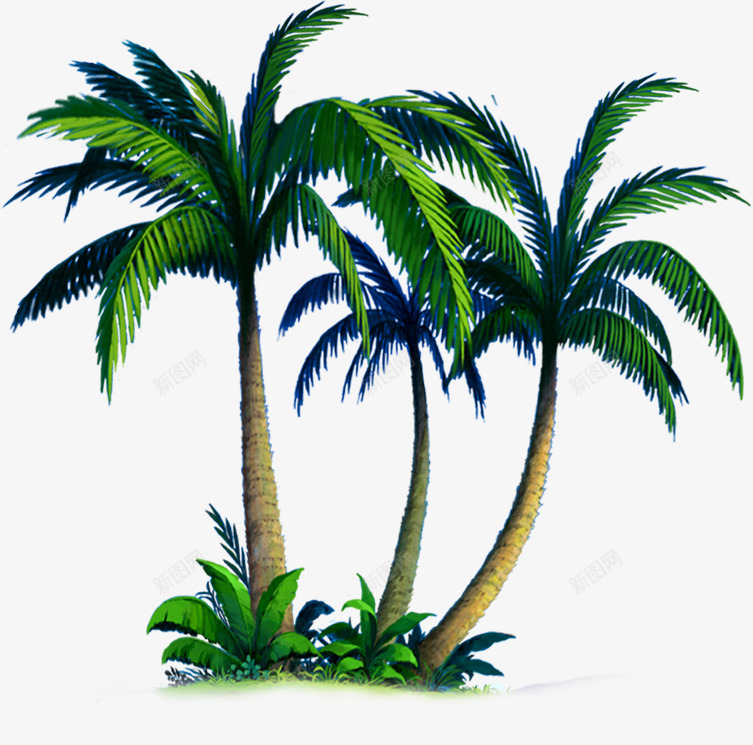 卡通椰子树沙滩海边png免抠素材_88icon https://88icon.com 卡通 椰子树 沙滩 海边