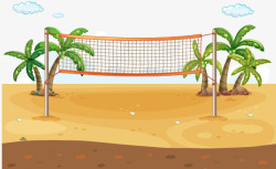 卡通沙滩椰汁树网球网素材