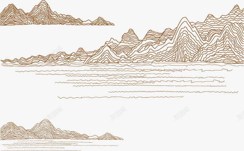 手绘插图群山峻岭png免抠素材_88icon https://88icon.com 山 山峰 山脉 山顶 峻岭 手绘插图 手绘插画山 湖水 线条 群山