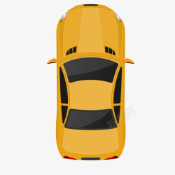 黄色手绘背景卡通俯视图黄色轿车矢量图高清图片