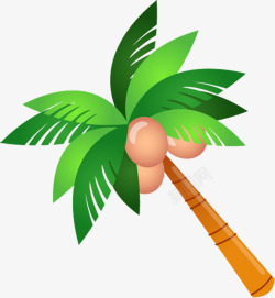 卡通绿色植物沙滩椰子树素材