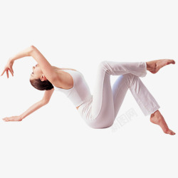 瑜伽服套装穿着白色瑜伽服的女子瑜伽姿势高清图片