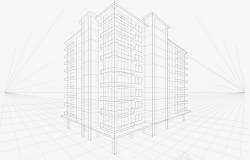 独栋建筑模型时尚线性房子模型高清图片