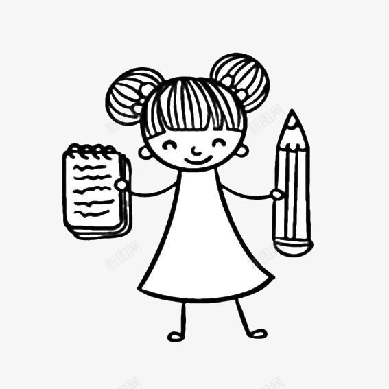 手拿铅笔和书本的小女孩简笔画png免抠素材_88icon https://88icon.com 书本 可爱风格 图案 小女孩 手拿铅笔 拿书的手 简笔画 装饰
