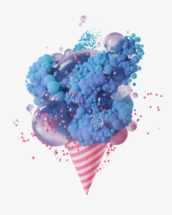 苹果立体效果图C4D冰淇淋气球泡泡立体质感高清图片