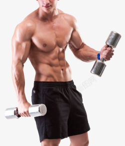 背部肌肉线条一位拿着哑铃健身的肌肉男高清图片