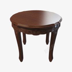 花纹深棕色古典圆木桌素材