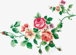 合成水彩手绘月季花玫瑰花效果素材