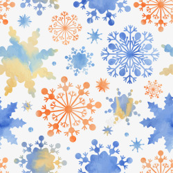 蓝色与橙色海洋纹理蓝色清新雪花边框纹理高清图片