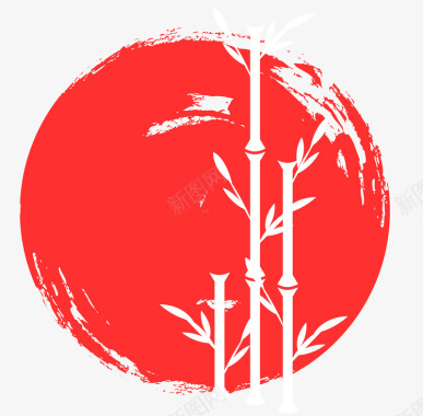 竹子圆形日本元素图标图标