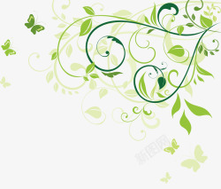 矢量茶叶边框绿色叶子花纹矢量图高清图片
