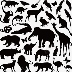 大象与白熊动物剪影矢量图高清图片