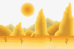 黄昏沙漠风景插画矢量图素材
