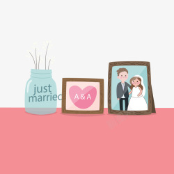 结婚照相框新婚夫妇桌面摆件高清图片