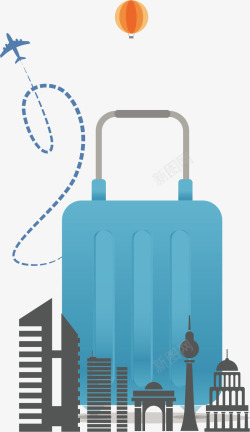 蓝色旅行箱旅游背景素材