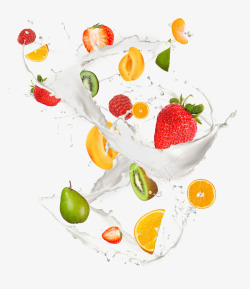 木瓜草莓梨子牛奶水果高清图片