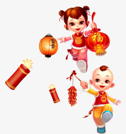 2017年春节新年福娃提灯笼淘宝装饰高清图片