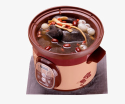 煲汤罐炖罐里的乌鸡汤高清图片