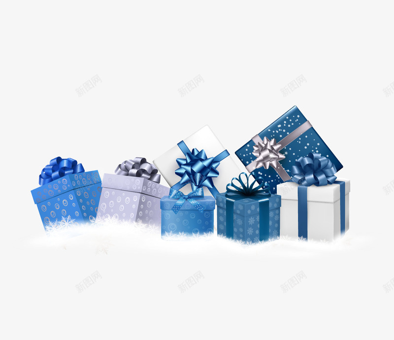 蓝色圣诞礼盒矢量图ai免抠素材_88icon https://88icon.com 圣诞礼盒 圣诞雪花 节日元素 蓝色礼盒 矢量图