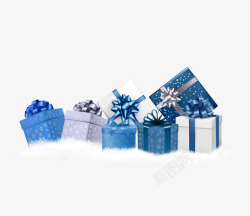 蓝色圣诞礼盒矢量图素材