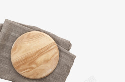 创意木质相框棕色木质纹理抹布上面的圆木盘实高清图片