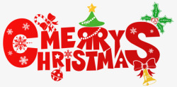 红色膏体素材红色圣诞节快乐英文字体高清图片
