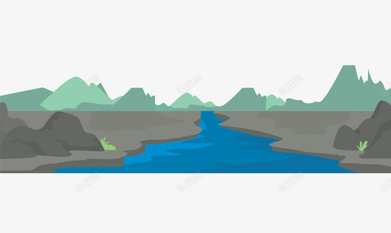 山峰河流道路矢量图ai免抠素材_88icon https://88icon.com 小河流 山峰 山峰矢量 河流 矢量图 道路 风景