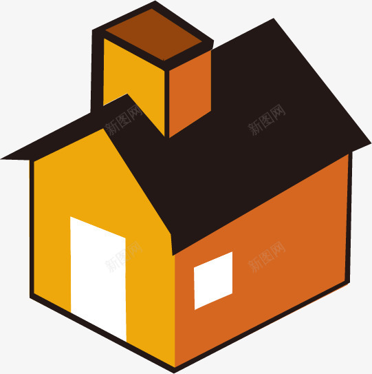 橙色房子png免抠素材_88icon https://88icon.com 卡通 建筑 房子 手绘 楼房
