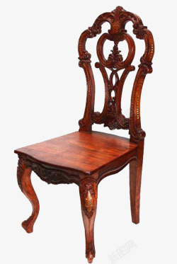 中式家庭复古镂空雕花红木椅素材