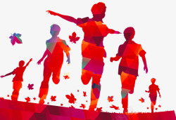 四红色炫彩奔跑的年轻人高清图片