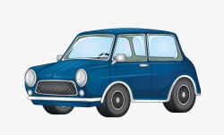 蓝色车子卡通手绘蓝色小汽车高清图片