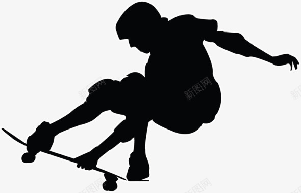 风黑色特技滑板少年图标图标