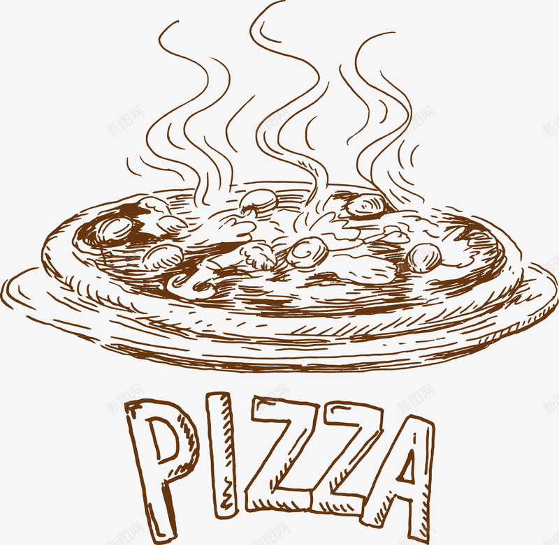 手绘餐饮png免抠素材_88icon https://88icon.com pizza 披萨 线稿