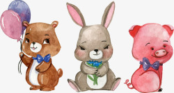 卡通小兔子手绘插画可爱小动物高清图片