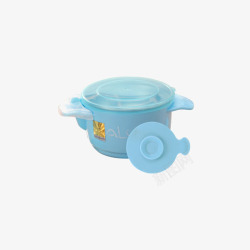 注水保温碗爱伦可可儿童餐具套装蓝色高清图片