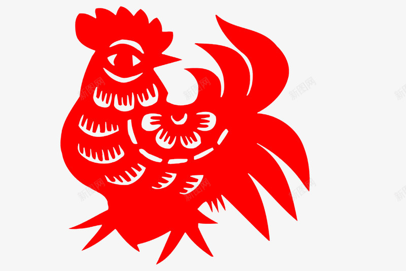 红色鸡剪纸png免抠素材_88icon https://88icon.com 剪纸 新年 红色 节日素材 鸡图案